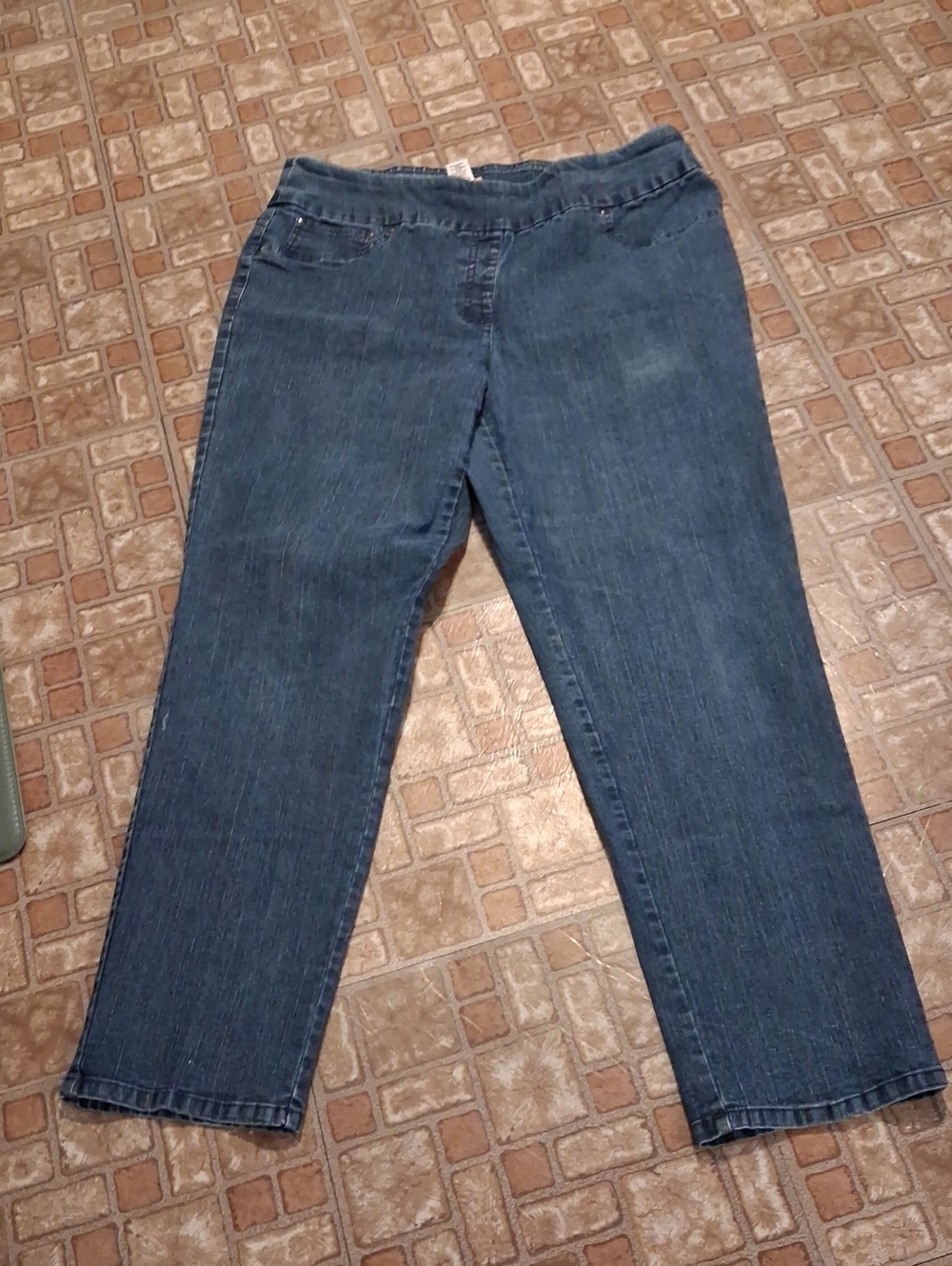 Ruby Rd. Straight Leg Jeans in Dark Blue Wash Pull On Size 14